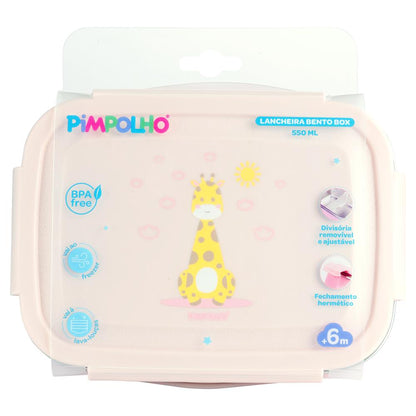 Lancheira Bentô Box 550ml Girafa Leão BPA Free Pimpolho