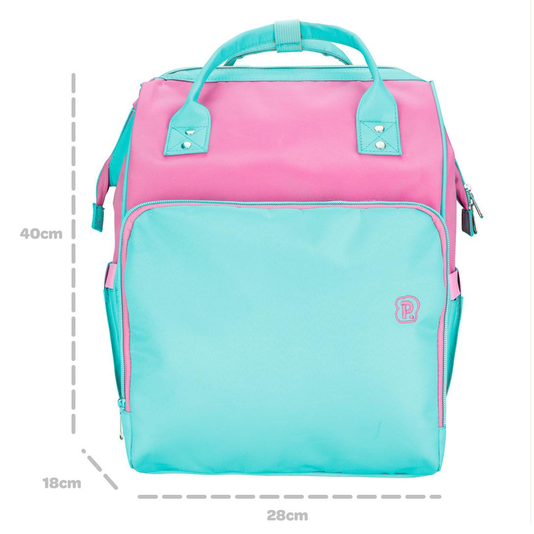 Mochila Maternidade Feminina Verde Rosa Pimpolho