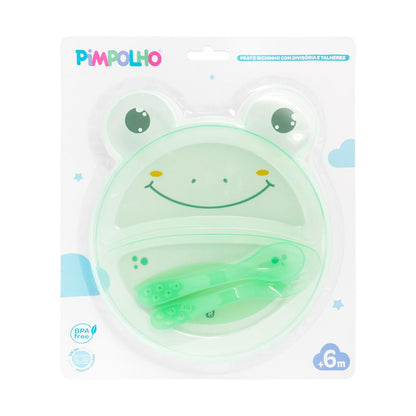 Prato Infantil Bichinho Com Divisória E Talher Pimpolho