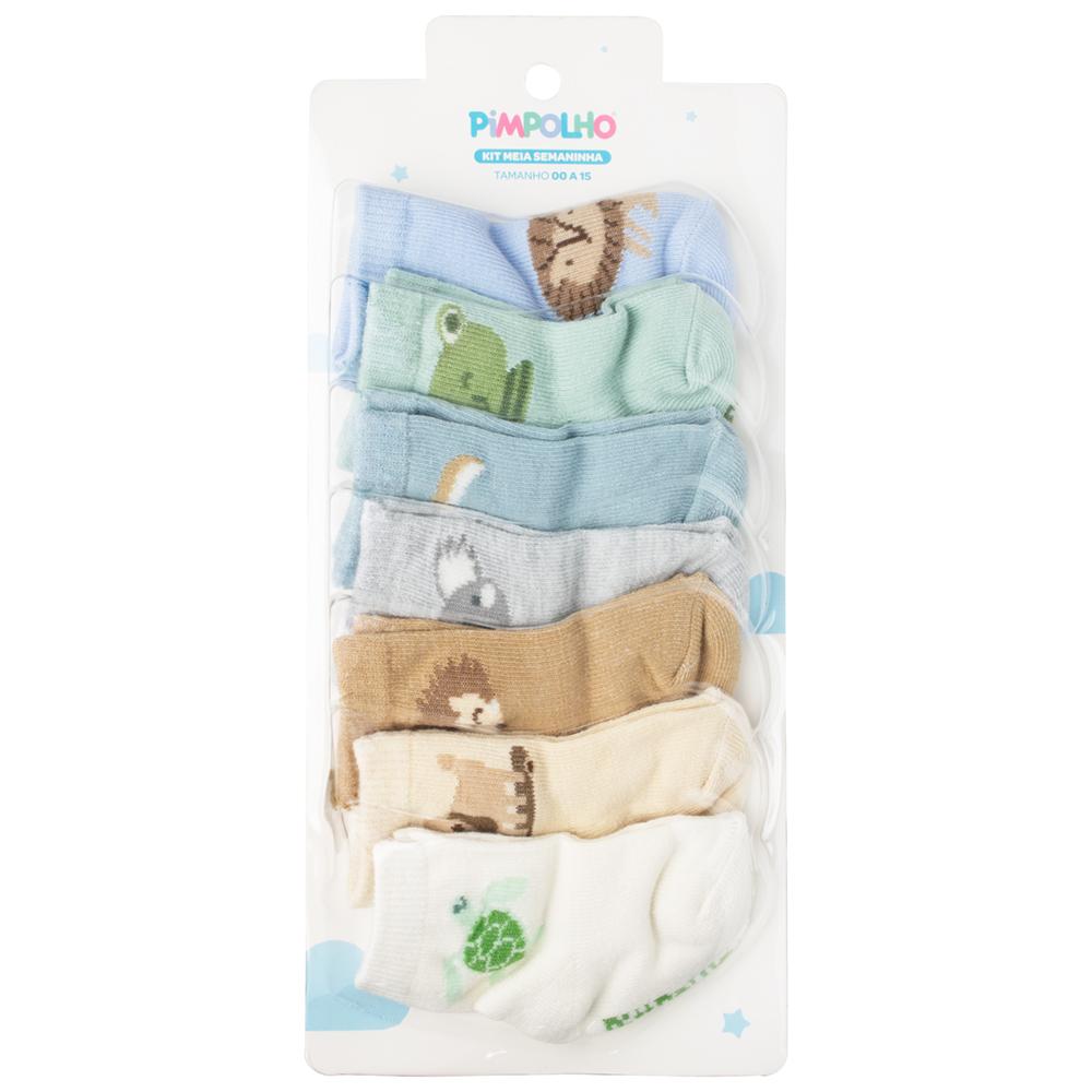 Kit Meia Semaninha Com 7 Prs 00-15 Masculino Pimpolho