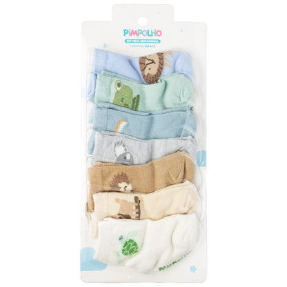 Kit Meia Semaninha Com 7 Prs 00-15 Masculino Pimpolho