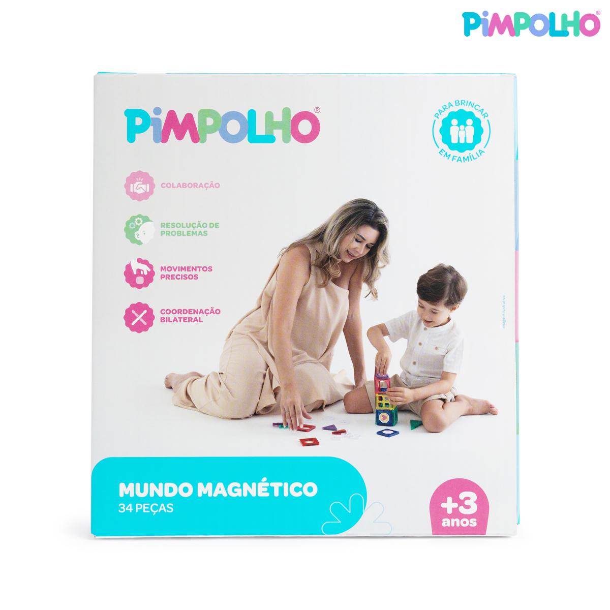 Blocos Magnéticos 34 Peças Educativos Pimpolho