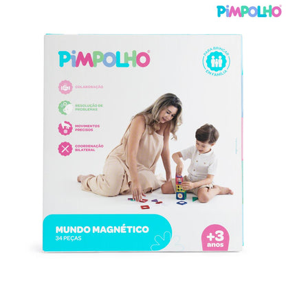 Blocos Magnéticos 34 Peças Educativos Pimpolho