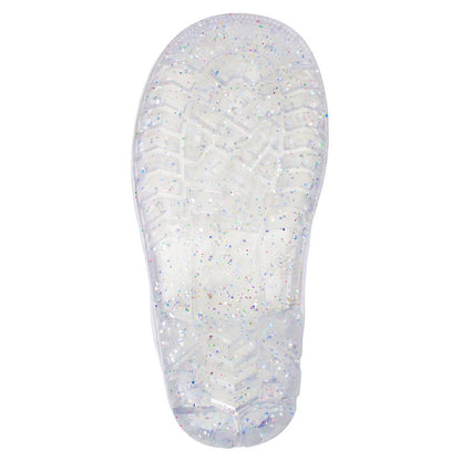 Galocha Infantil Transparente Glitter Prata Menina Pimpolho