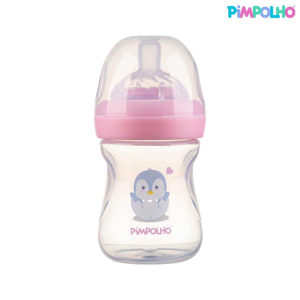 Mamadeira Serena Pinguim Rosa Pimpolho Antirefluxo BPA Free