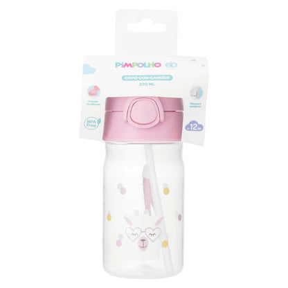 Copo Infantil Com Canudo Silicone 370ml Pimpolho
