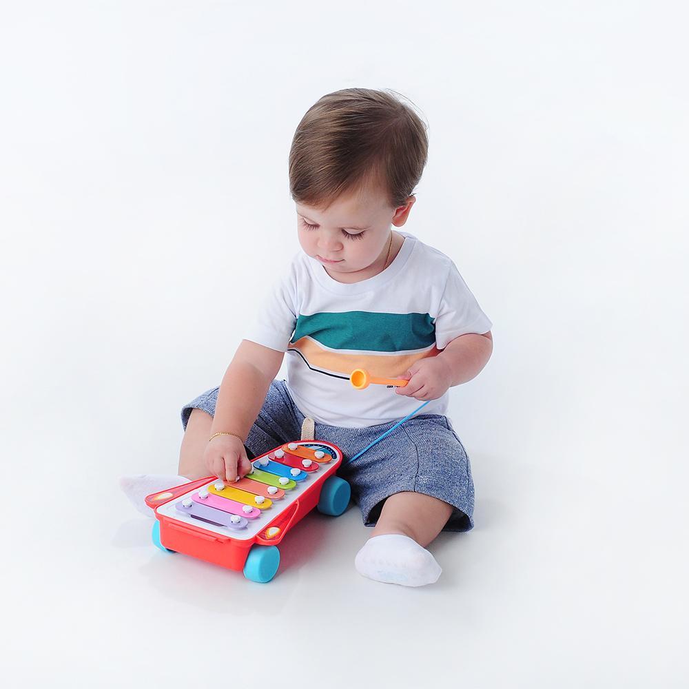 XILOFONE FOGUETE COM RODINHAS INFANTIL PIMPOLHO - COLORIDO