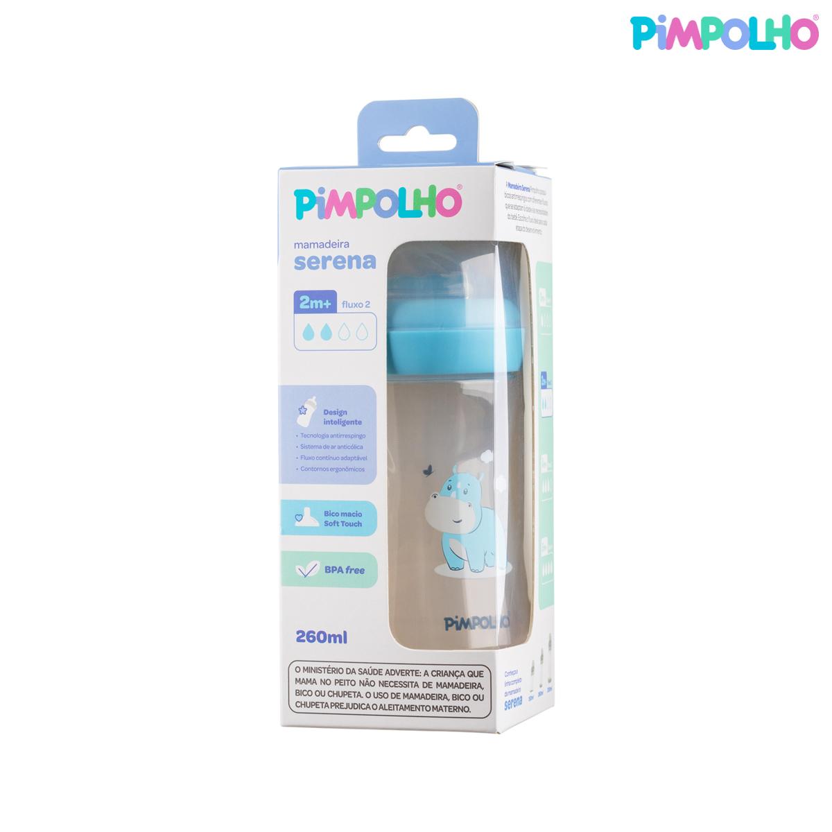 Mamadeira Serena Rino Azul Pimpolho Antirefluxo BPA Free