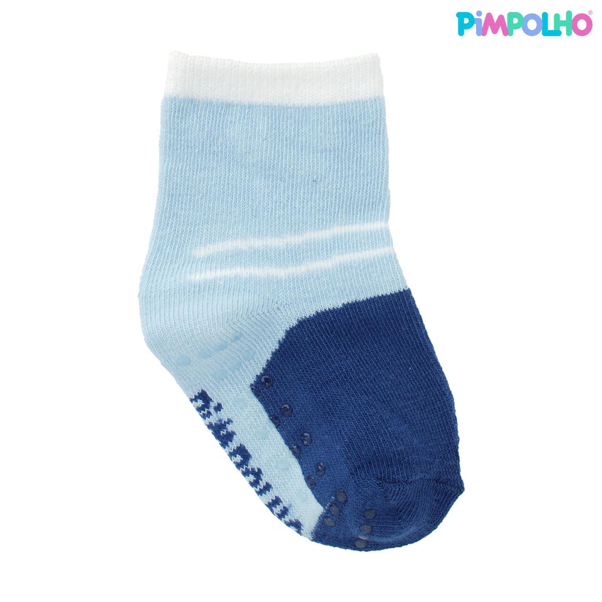 Kit Meia Colorida Antiderrapante 3 Pares Pimpolho