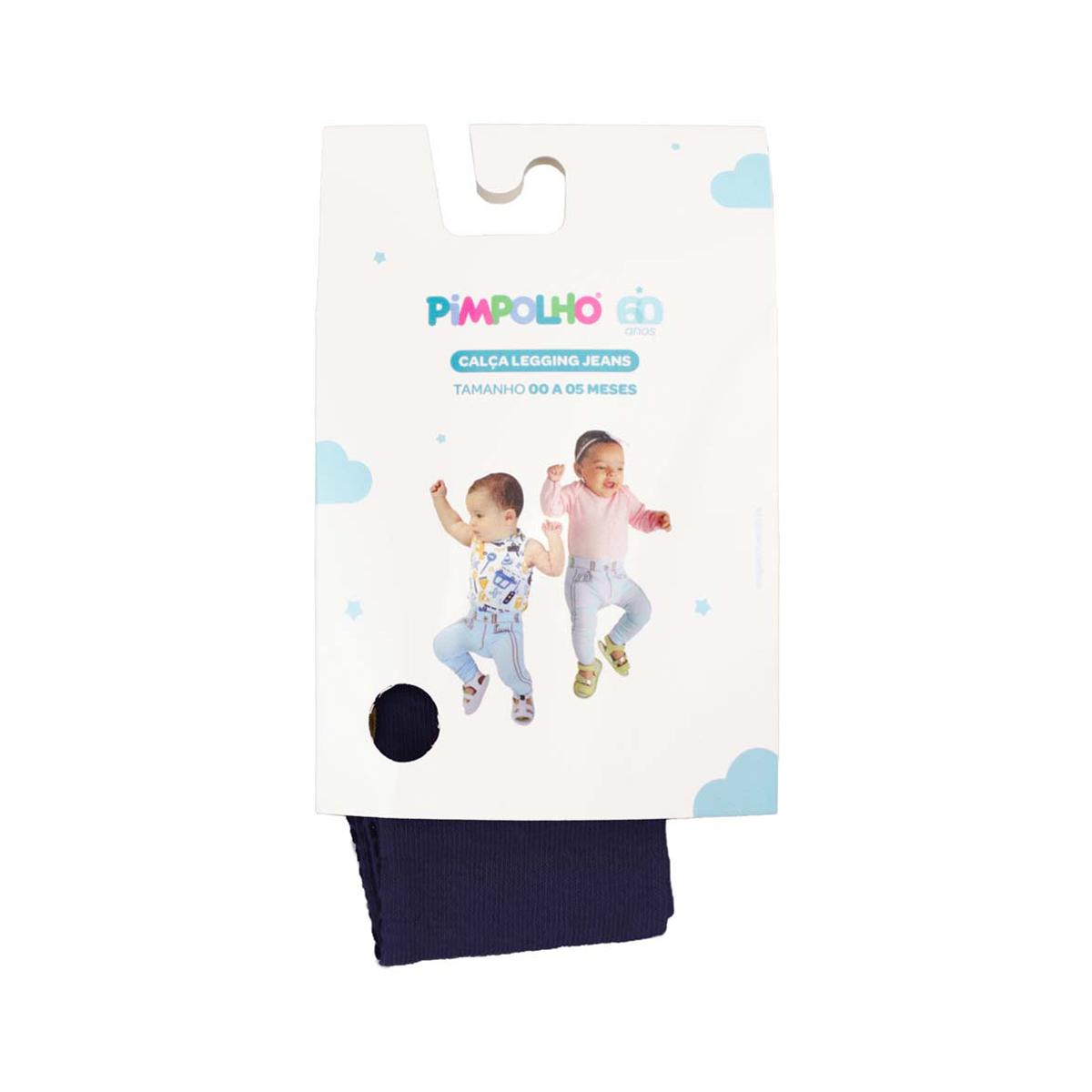 Calça Legging Jeans Infantil Bebê 00 a 05 Meses Pimpolho