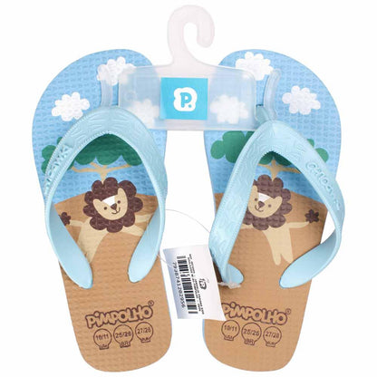 Chinelo Praiana Kids Azul Leão Masculino Pimpolho
