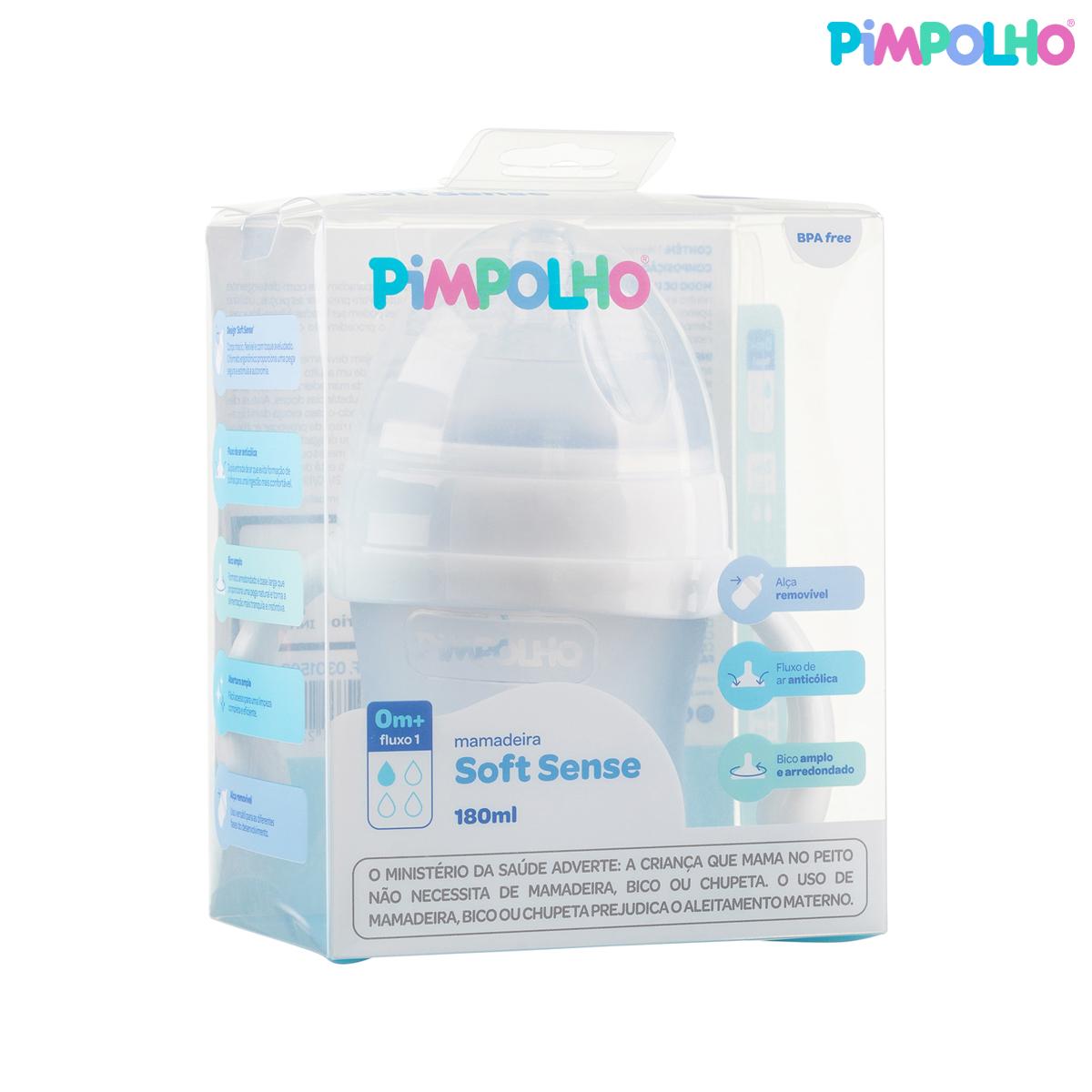 Mamadeira Soft Sense Branca 180ml 240ml Pimpolho Antirefluxo