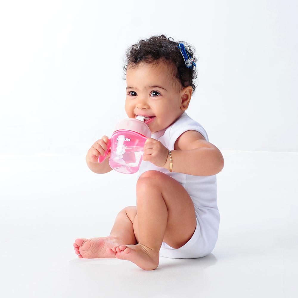 Copo Treinamento Infantil Pimpolho Alça Bico Flexível 150ml