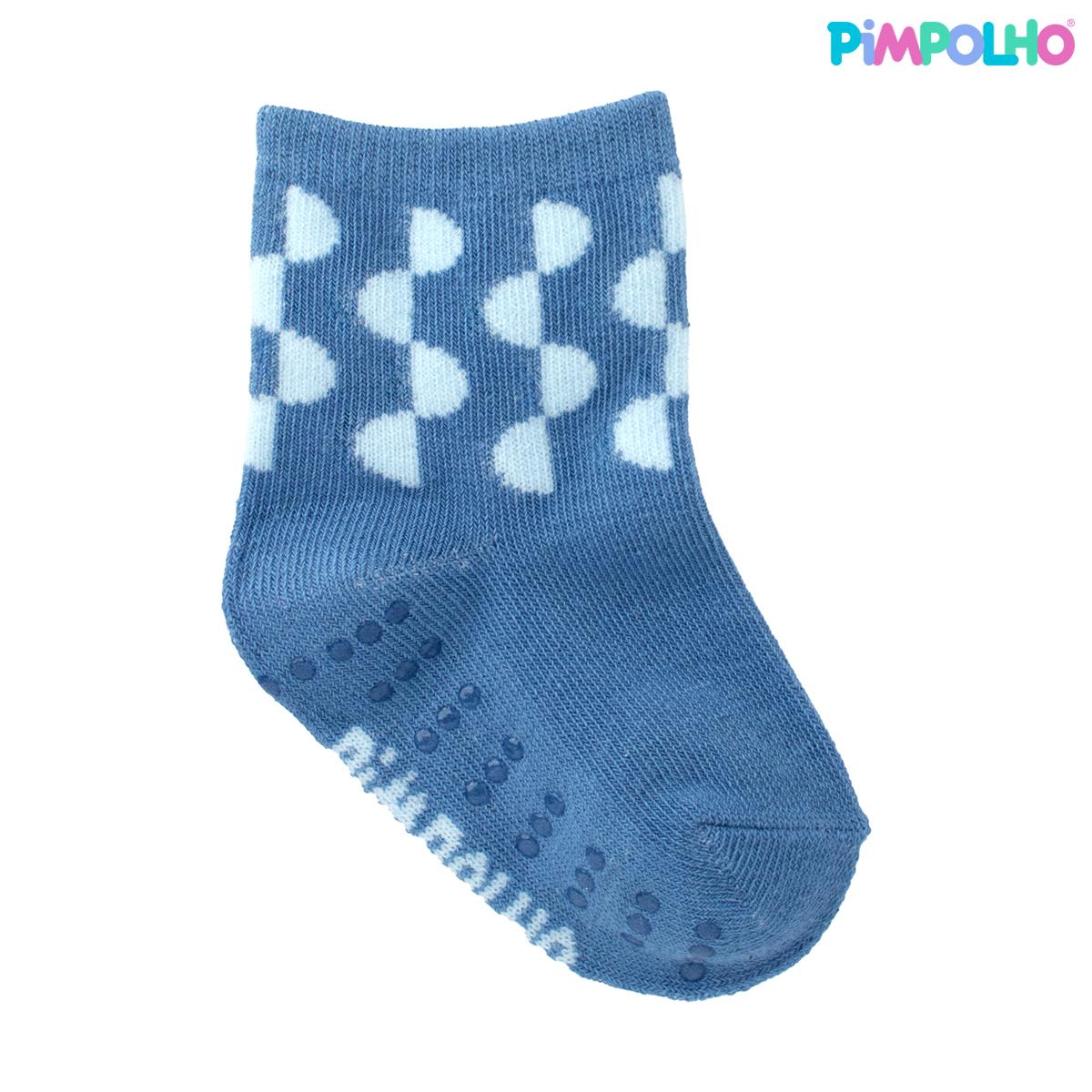 Kit Meia Colorida Antiderrapante 3 Pares Pimpolho