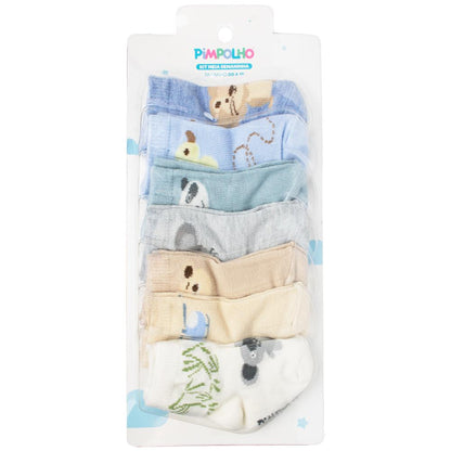 Kit Meia Semaninha Com 7 Prs 00-15 Masculino Pimpolho