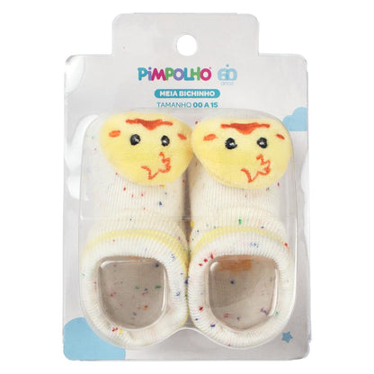 Meia Pimpolho Bebês Bichinho 00 a 15 Pato Urso Coala Macaco