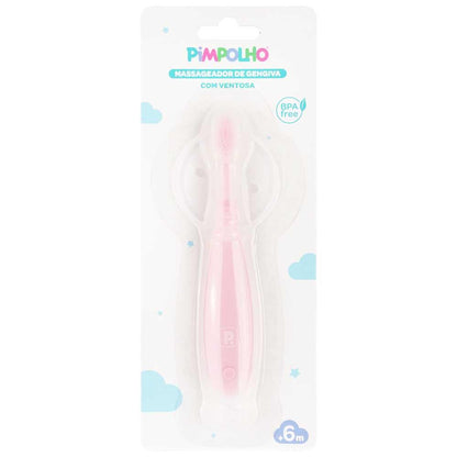 Massageador Gengiva Infantil Silicone Com Ventosa Pimpolho