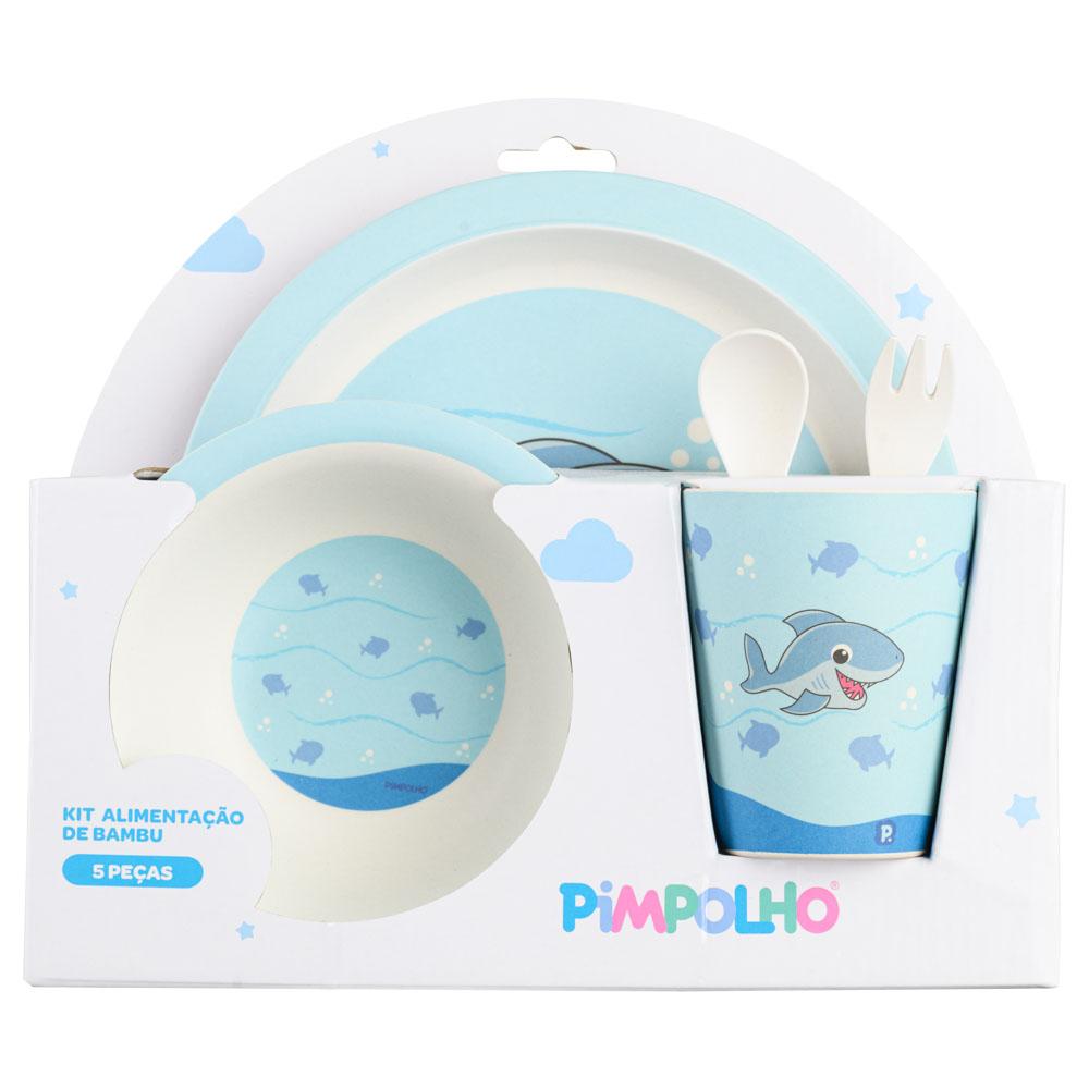 Kit Alimentação 5 Peças Prato Tigela Copo Garfo Pimpolho