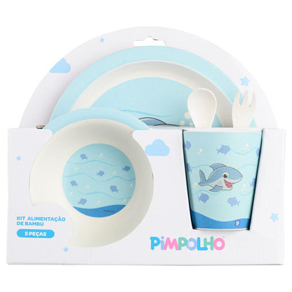 Kit Alimentação 5 Peças Prato Tigela Copo Garfo Pimpolho
