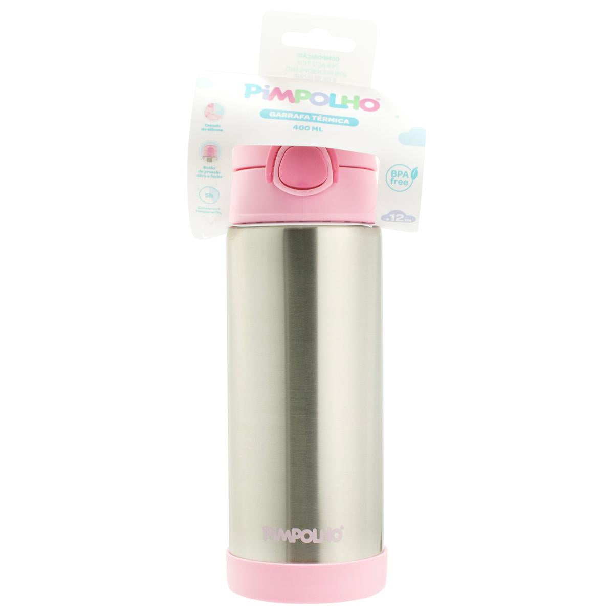 Garrafa Térmica Inox Aço Escovado 400ml Infantil Pimpolho