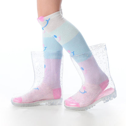 Galocha Infantil Transparente Glitter Prata Menina Pimpolho