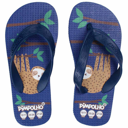 Chinelo Praiana Kids Azul Preguiça Menino Pimpolho