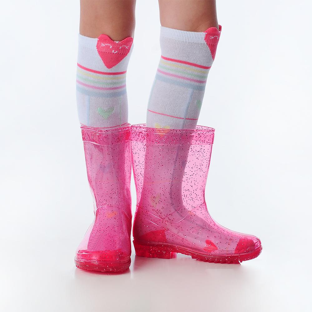 Galocha Infantil Transparente Glitter Rosa Feminina Pimpolho