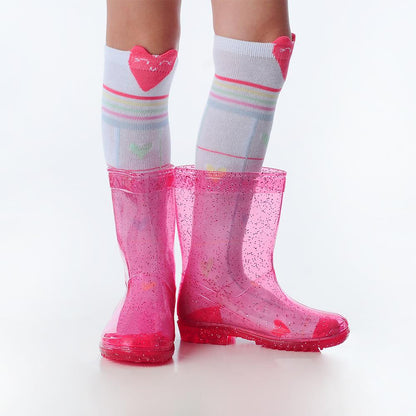 Galocha Infantil Transparente Glitter Rosa Feminina Pimpolho