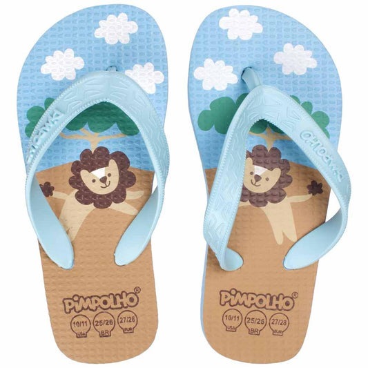 Chinelo Praiana Kids Azul Leão Masculino Pimpolho