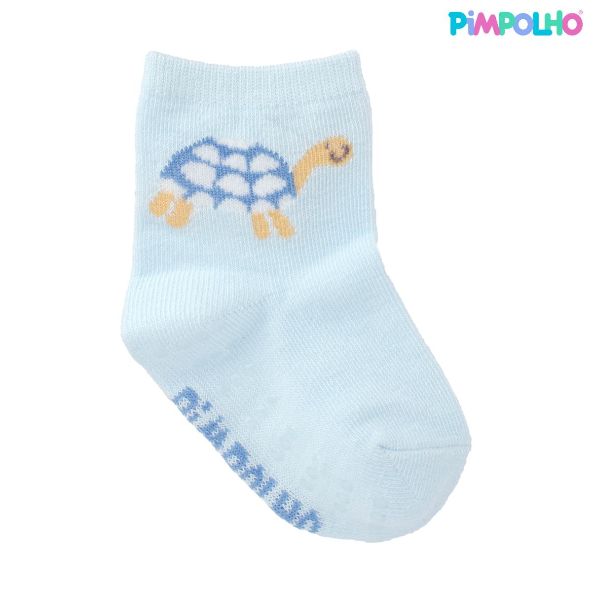 Kit Meia Colorida Antiderrapante 3 Pares Pimpolho