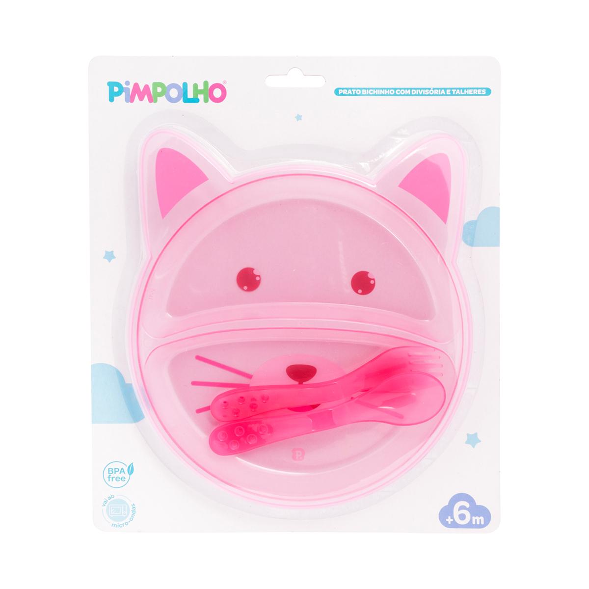 Prato Infantil Bichinho Com Divisória E Talher Pimpolho