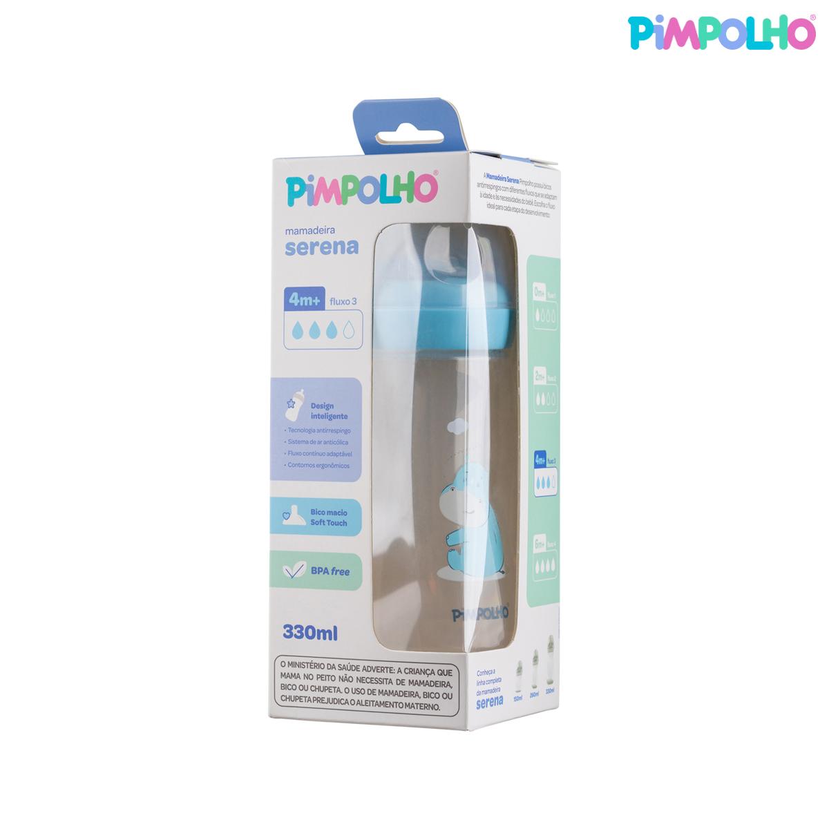 Mamadeira Serena Rino Azul Pimpolho Antirefluxo BPA Free