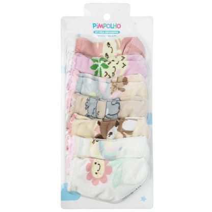 Kit Meia Semaninha Com 7 Prs 00-15 Feminino Pimpolho