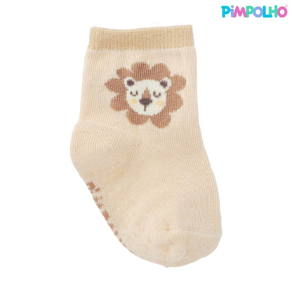 Kit Meia Colorida Antiderrapante 3 Pares Pimpolho