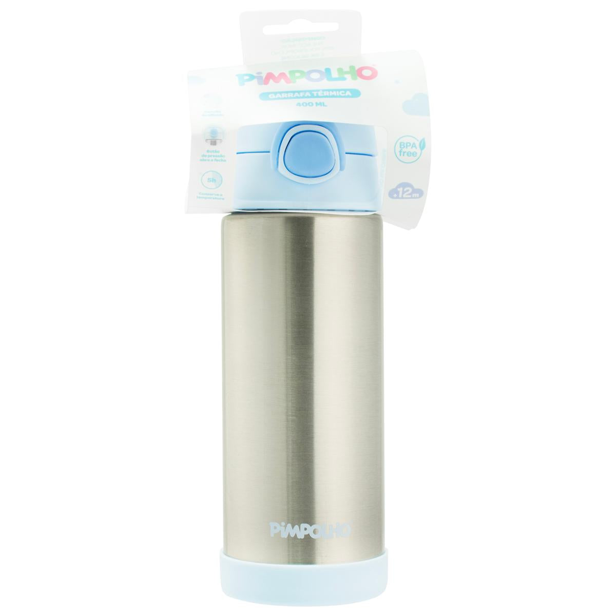 Garrafa Térmica Inox Aço Escovado 400ml Infantil Pimpolho