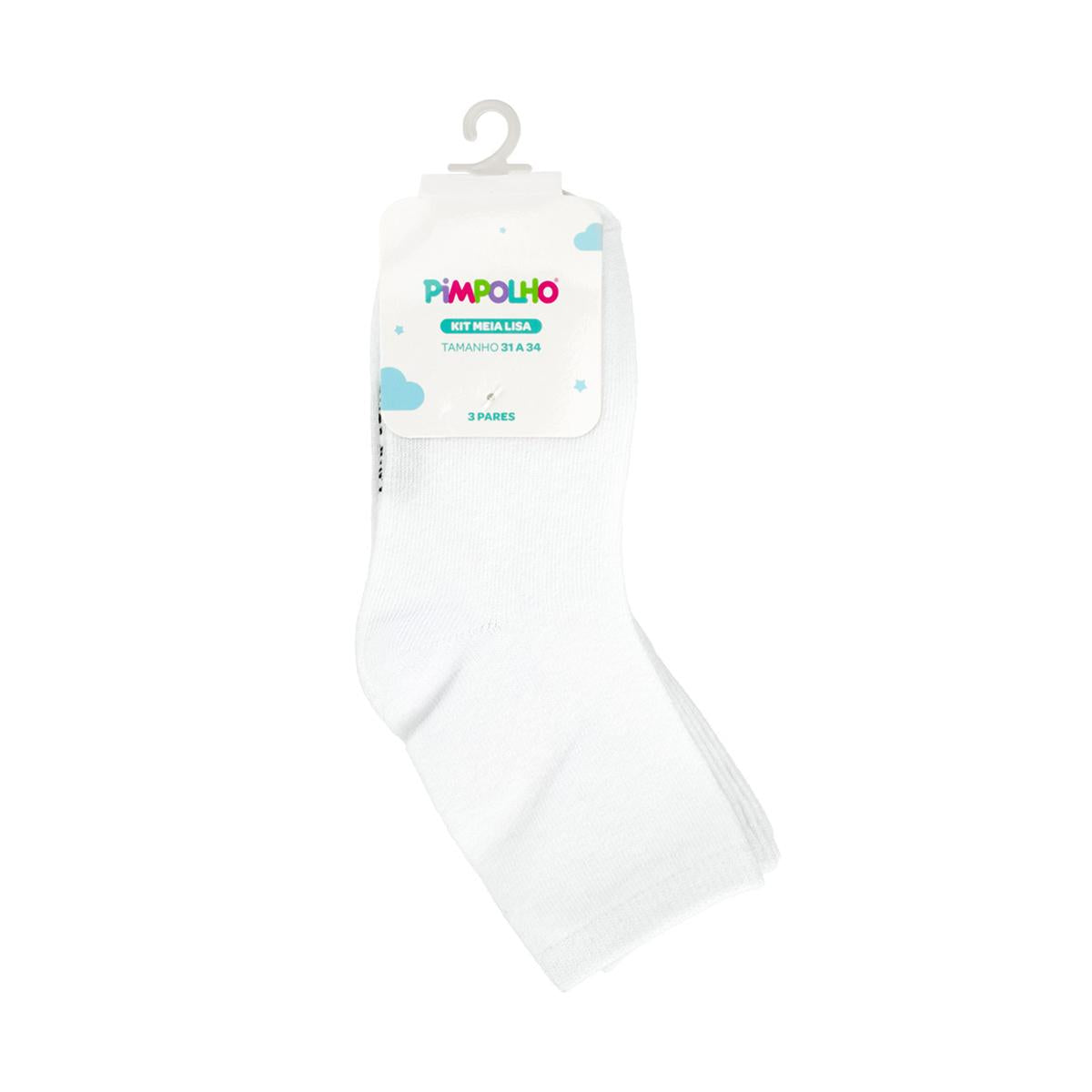Kit Meias Cano Alto 3 Pares 31-34 Pimpolho Unissex