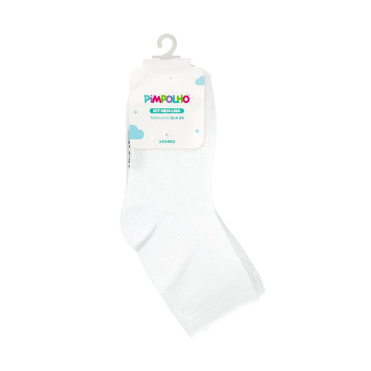 Kit Meias Cano Alto 3 Pares 31-34 Pimpolho Unissex