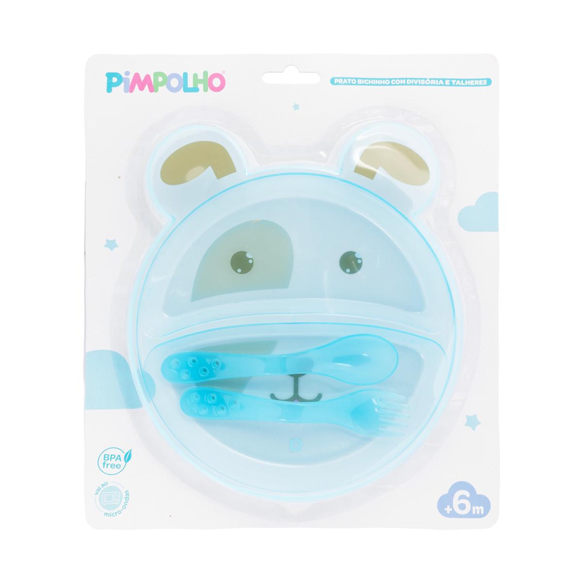 Prato Infantil Bichinho Com Divisória E Talher Pimpolho