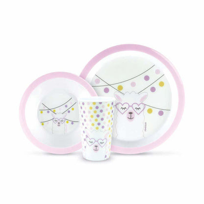 Kit Alimentação Infantil Pimpolho 3 peças Prato Tigela Copo