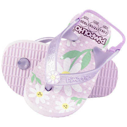 Chinelo Praiana Baby Lilás/Flores Feminino Pimpolho