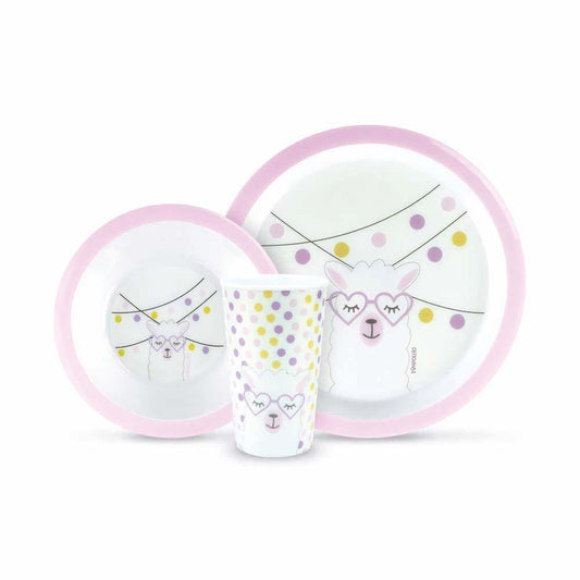 Kit Alimentação Infantil Pimpolho 3 peças Prato Tigela Copo