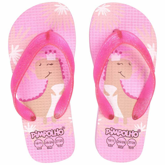 Chinelo Praiana Kids Rosa Dinossaura Menina Pimpolho