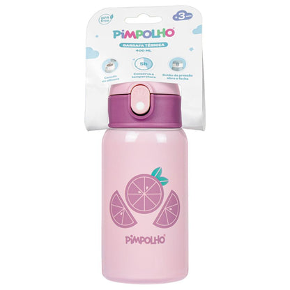 Garrafa Térmica Pimpolho Inox 400ml Com Canudo Infantil