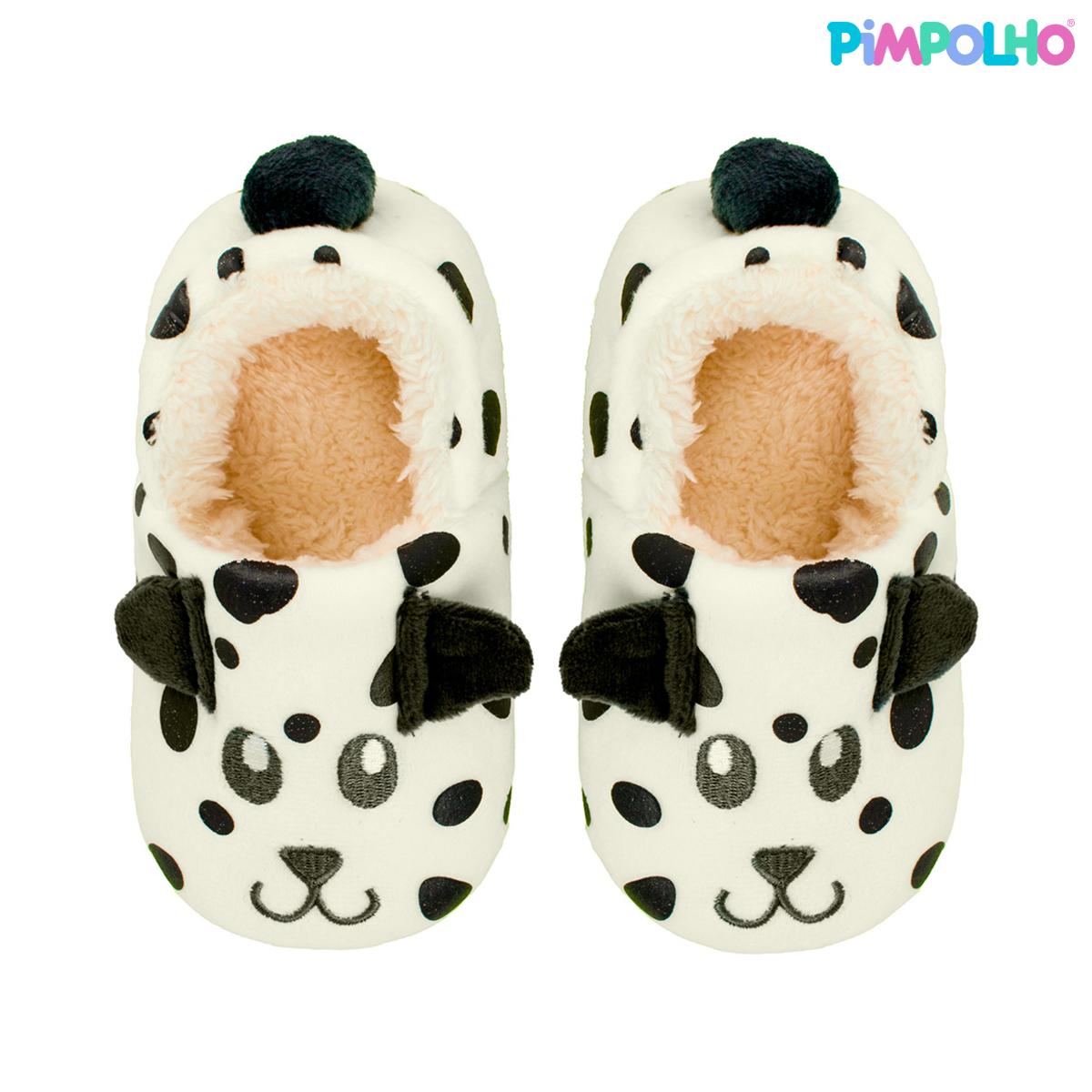 Pantufa Infantil Antiderrapante Pelúcia Dalmata Pimpolho