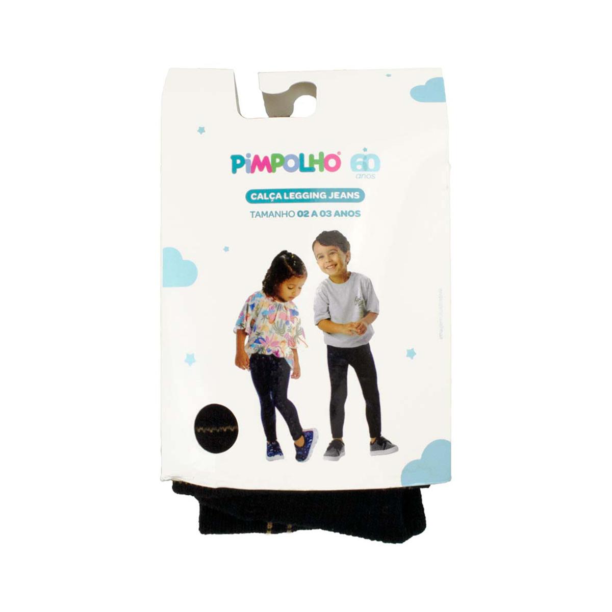 Calça Legging Jeans Infantil Bebê 02 a 03 anos Pimpolho
