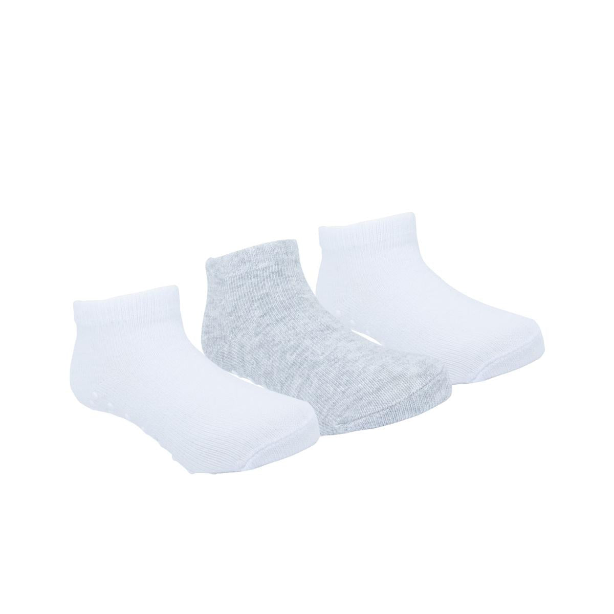 Kit Meia Lisa 3 Prs/Tag Cano Baixo 21-25 Branca/Cinza Unissex Pimpolho