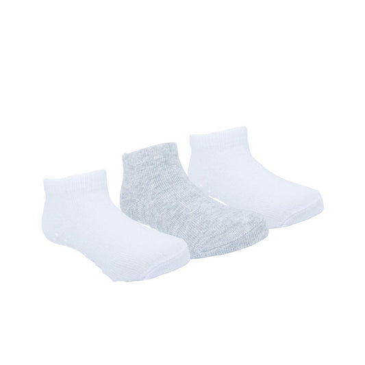 Kit Meia Lisa 3 Prs/Tag Cano Baixo 21-25 Branca/Cinza Unissex Pimpolho