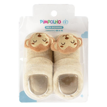 Meia Pimpolho Bebês Bichinho 00 a 15 Pato Urso Coala Macaco