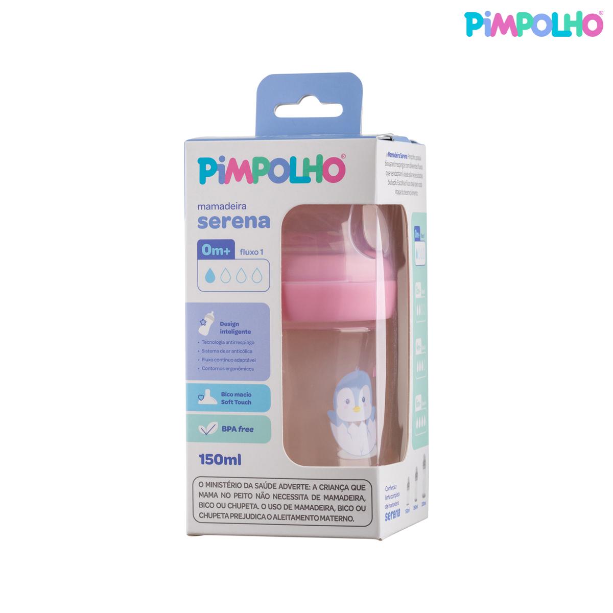 Mamadeira Serena Pinguim Rosa Pimpolho Antirefluxo BPA Free
