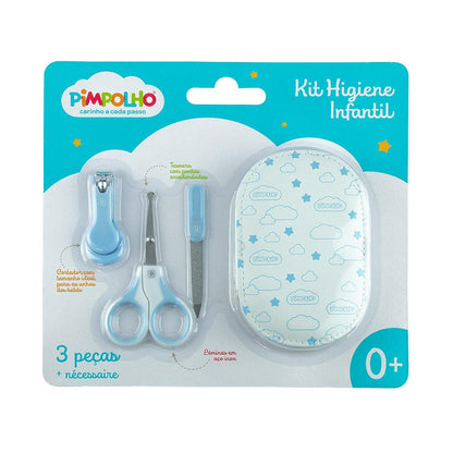 Kit Cuidados Bebê 3 Pçs Necessaire Tesoura Lixa Pimpolho